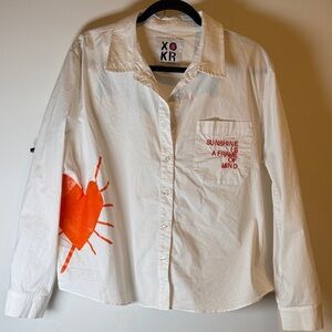 Kerri Rosenthal Sunshine Button Down White Shirt XL